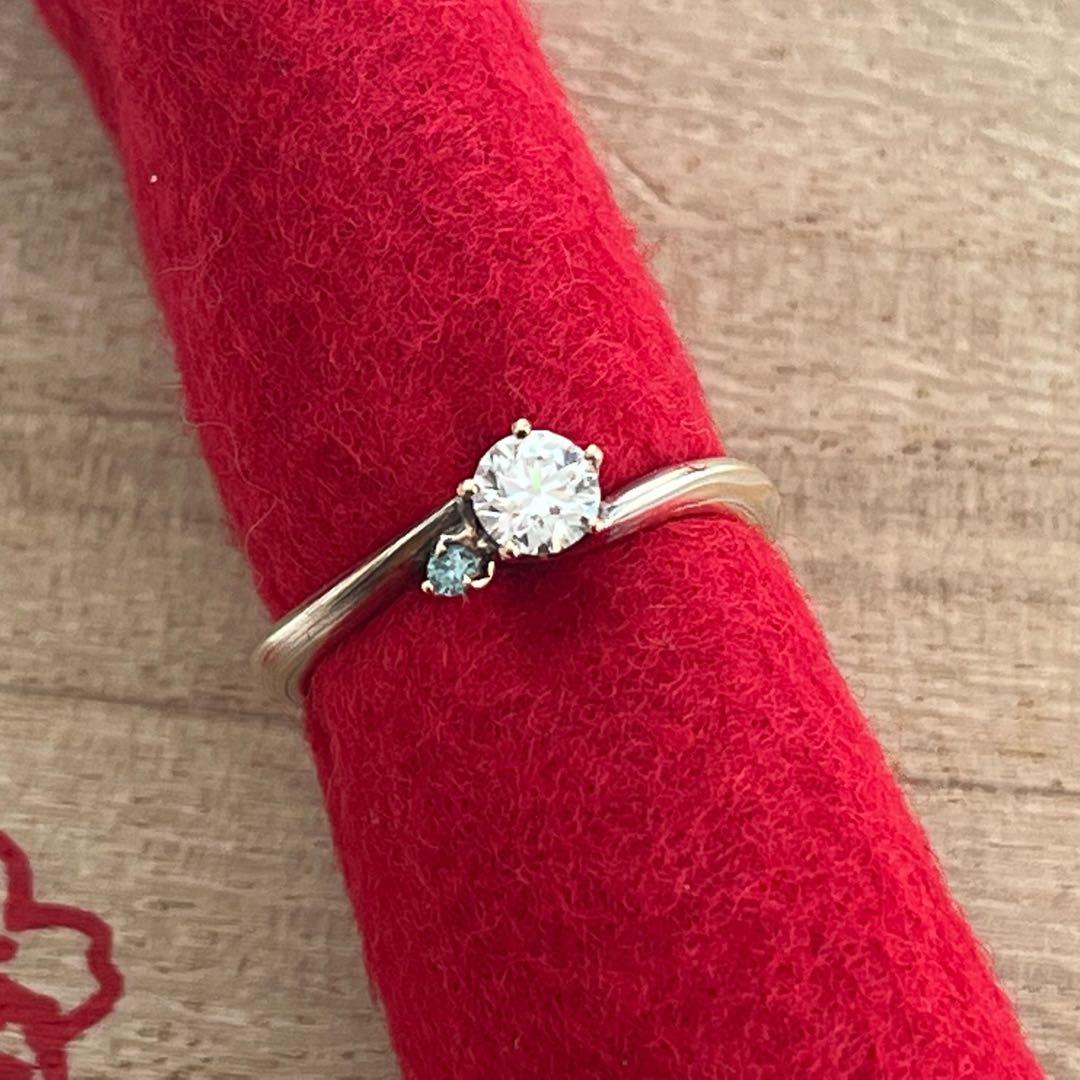ネ*コ様 杢目金屋リング　指輪　ダイヤモンド　一粒　ブランド　婚約指輪　K18