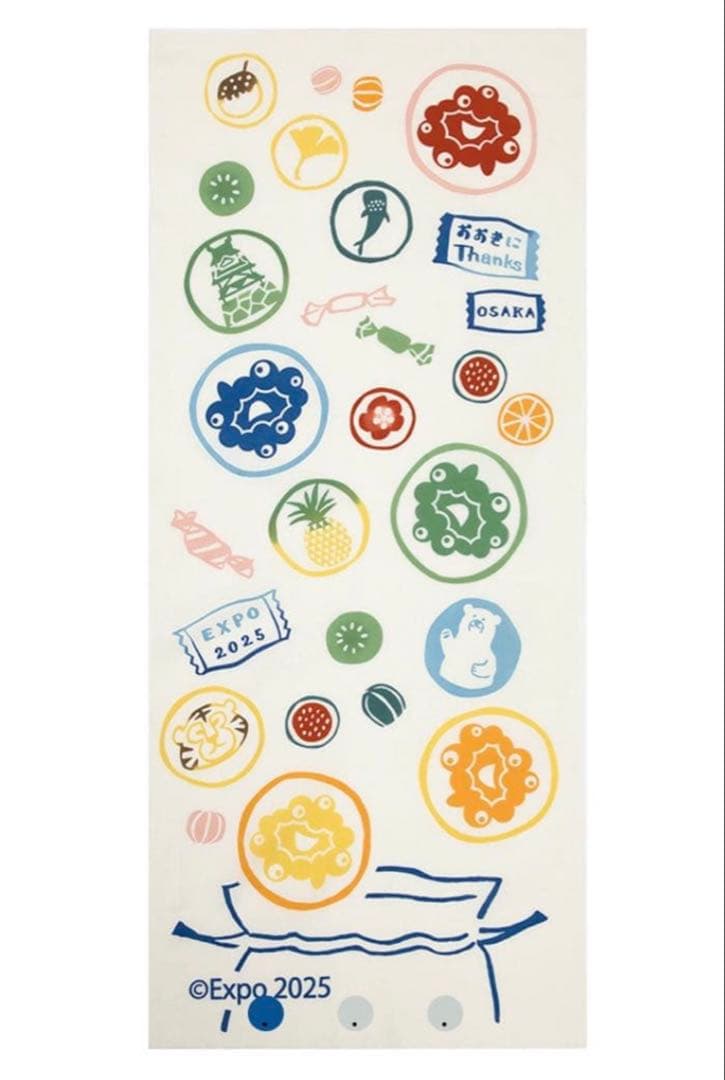 【完売品】万博ミャクミャクあめちゃん手ぬぐい　にじゆら