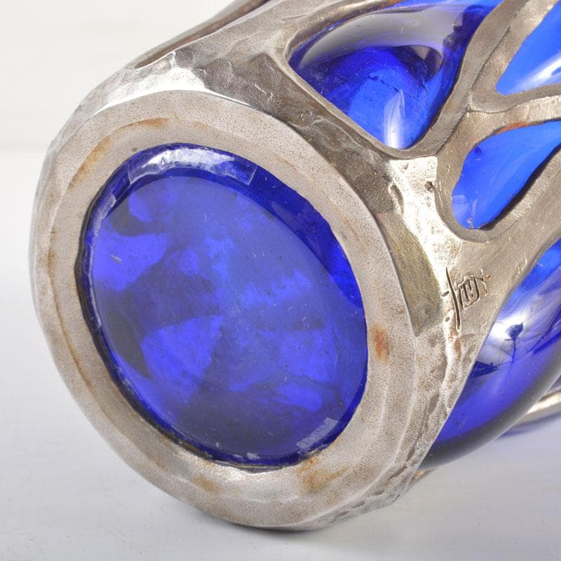 アンティーク 工芸ガラス 倉敷ガラス 小谷真三 銀巻花瓶 C 6718