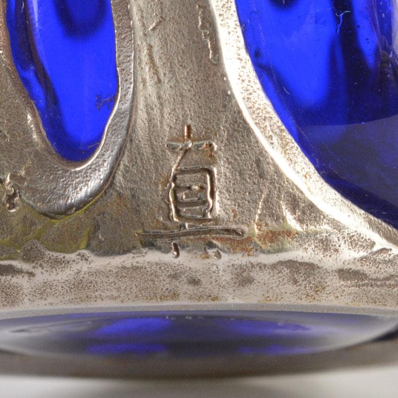 アンティーク 工芸ガラス 倉敷ガラス 小谷真三 銀巻花瓶 C 6718