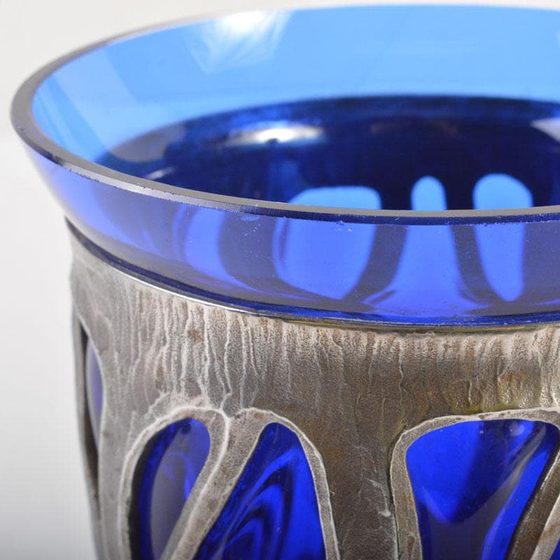 アンティーク 工芸ガラス 倉敷ガラス 小谷真三 銀巻花瓶 C 6718