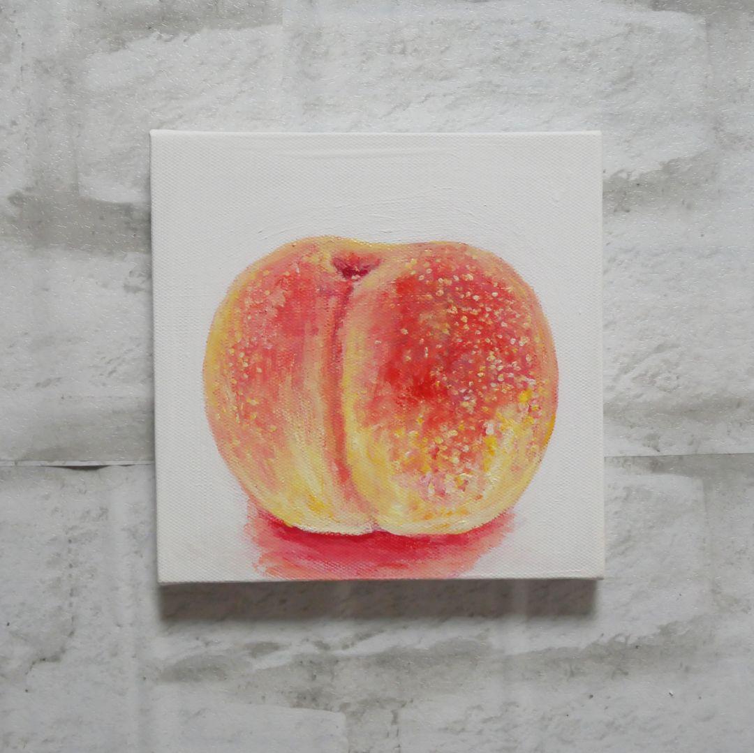 油絵 絵画 アートパネル【桃】
