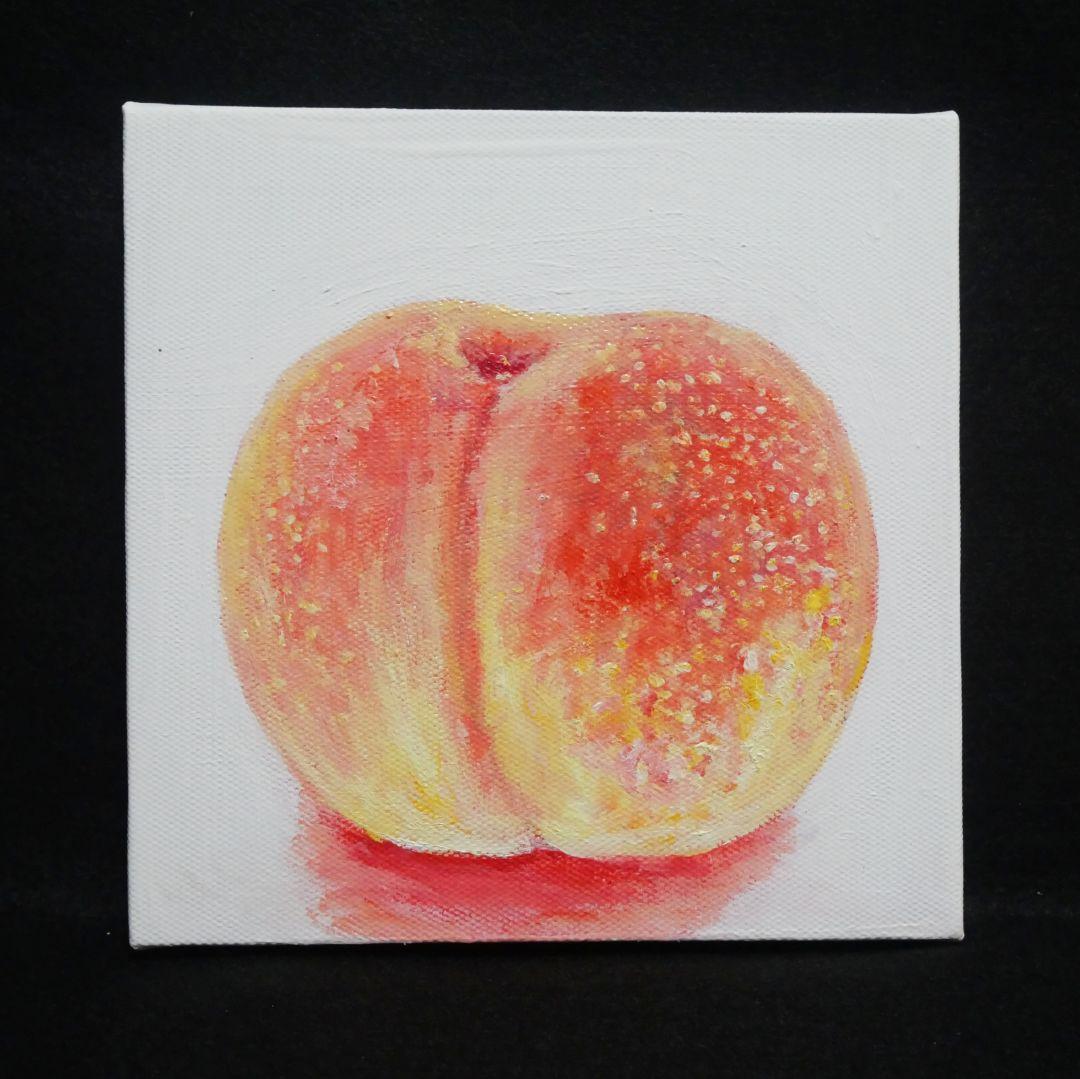 油絵 絵画 アートパネル【桃】