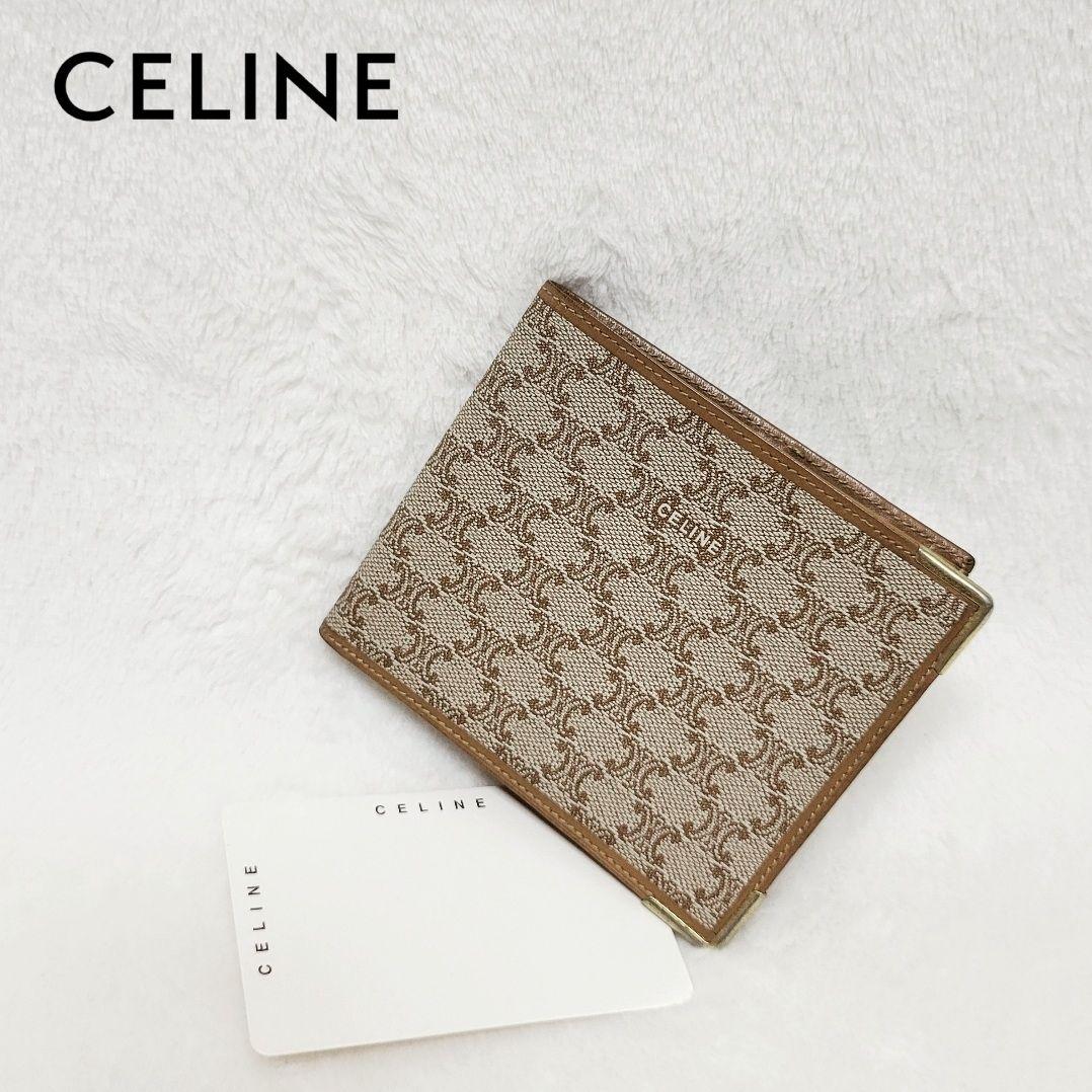 CELINE セリーヌ 二つ折り財布 マカダム柄 トリオンフ PVC レザー