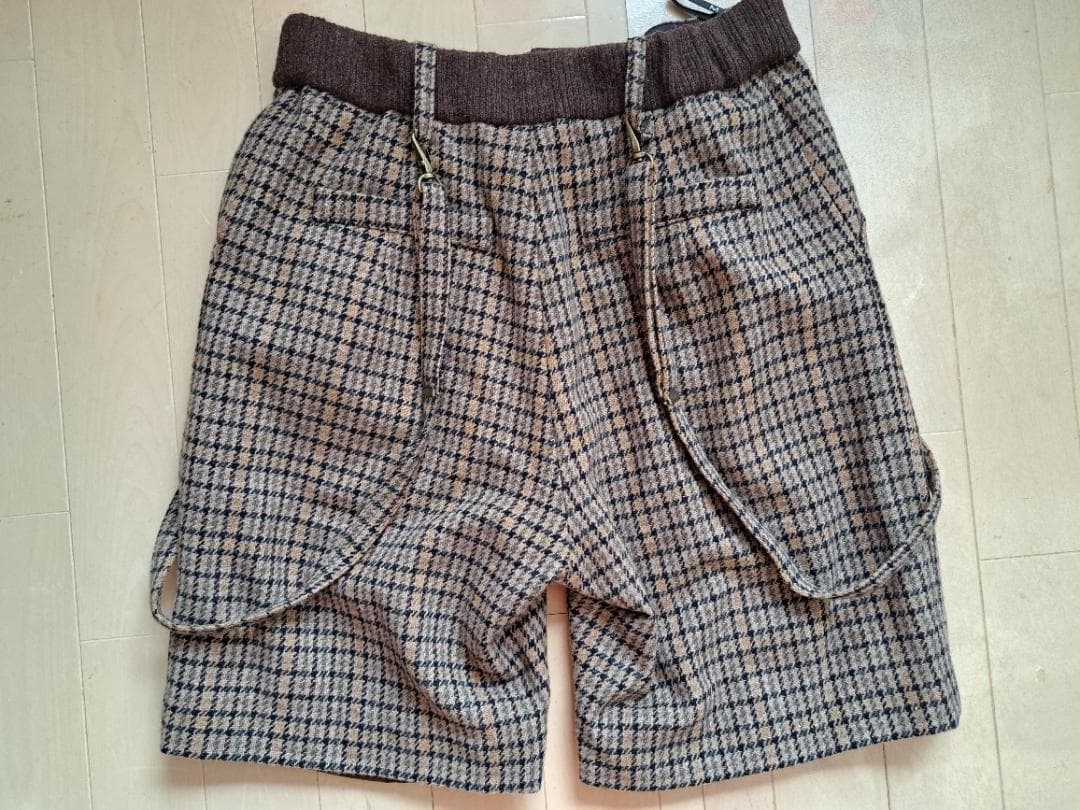 タグ付き♥♥サスペンダー付きパンツ、チェック千鳥柄MILKミルク