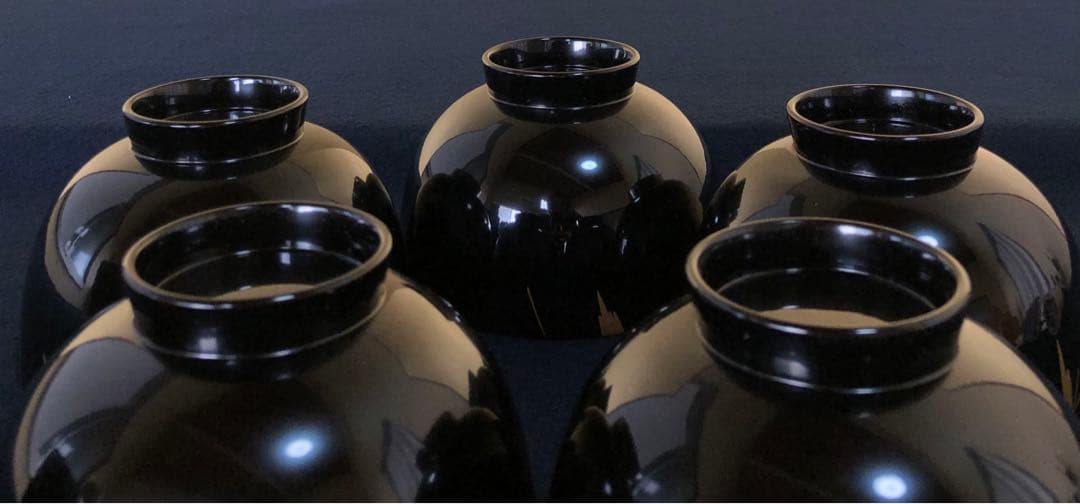 《R》輪島塗 蒔絵付 吸物椀5客 木製漆器 木箱　251218か1