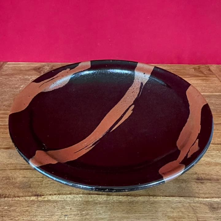 人間国宝 浜田庄司 】 柿釉青差角盛皿 40cm本人作 蔵出初