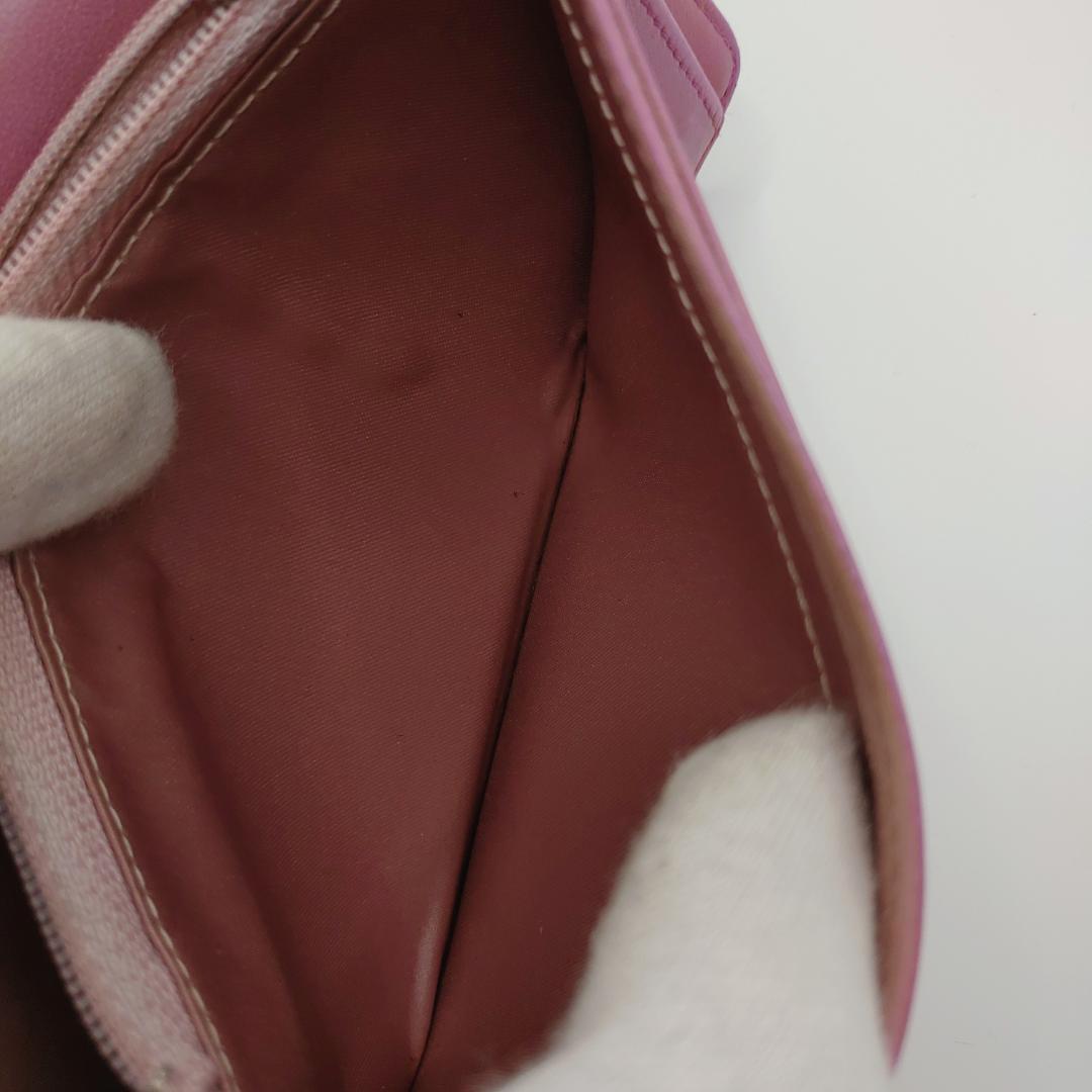 シャネル　カメリア　二つ折り　長財布　黒　ピンク　ブラック