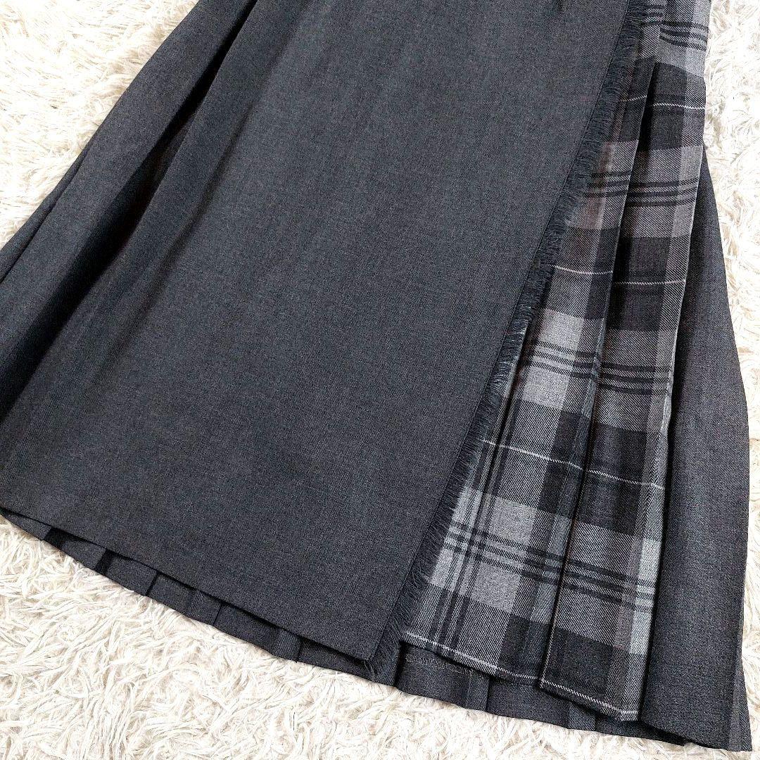 極美品 オニールオブダブリン プリーツAライン　チェック柄 レザーベルトスカート