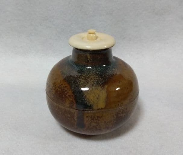 茶道具 高取 丸壺茶入 茶入 亀井楽山 味楽 仕覆 弥左衛門間道