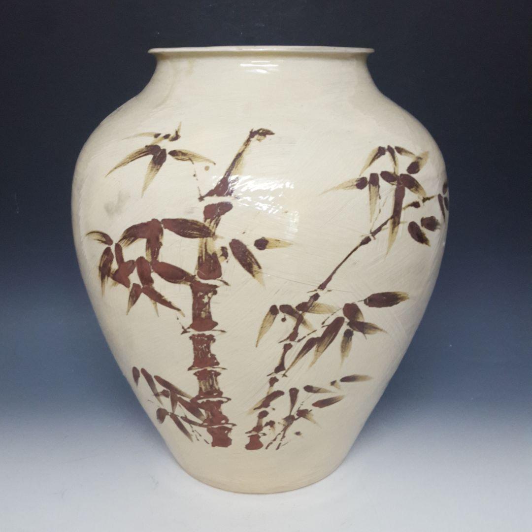 李朝鉄絵竹文花瓶 李朝期