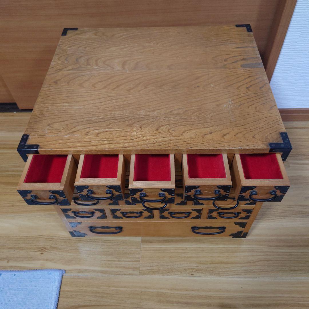 骨董品 薬箪笥 薬箱 小箪笥 5段小引き出し 17杯 昭和レトロ