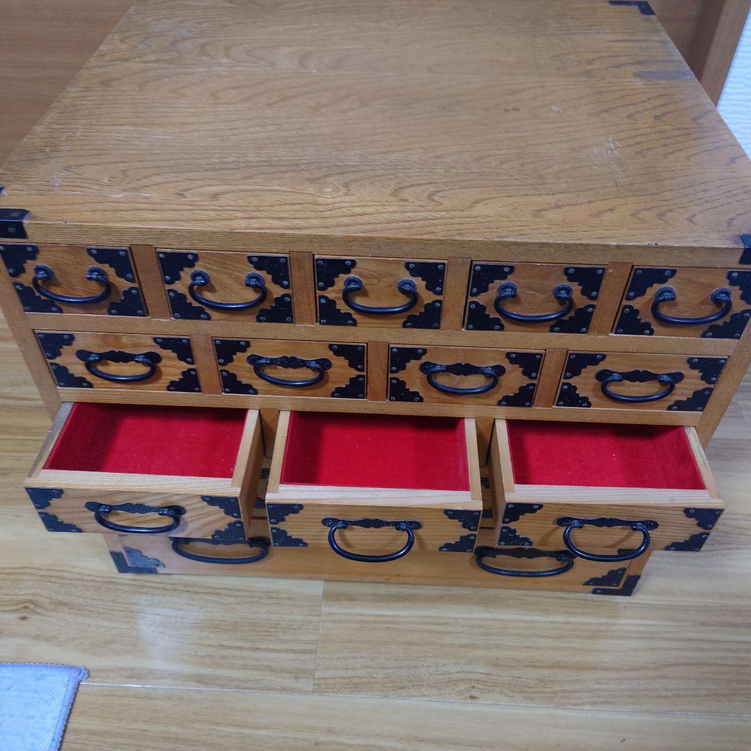 骨董品 薬箪笥 薬箱 小箪笥 5段小引き出し 17杯 昭和レトロ