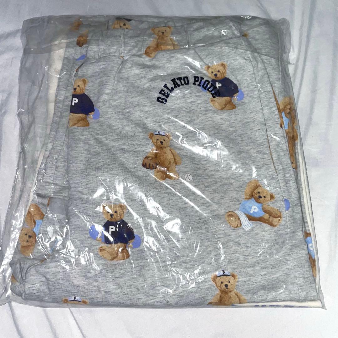 【新品】ジェラートピケ　スポーティーベアワンポイントTシャツ&総柄ロングパンツ