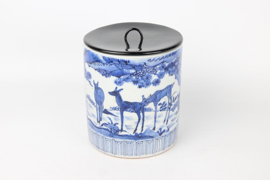中国美術中国古玩古玩 鹿図筆筒水指蓋付 EM3-23