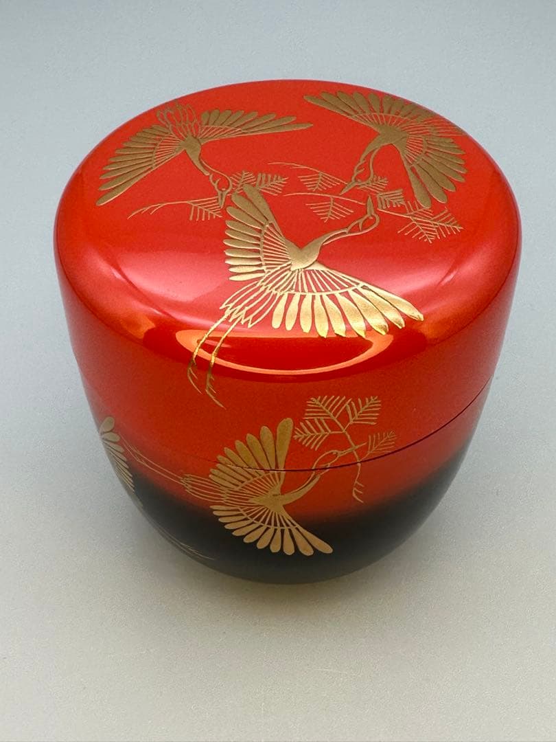 茶道具 棗 中村恭蔵 松食鶴蒔絵