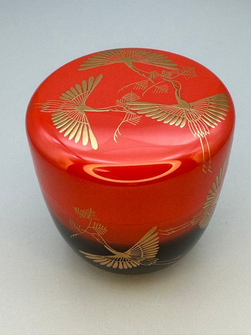 茶道具 棗 中村恭蔵 松食鶴蒔絵