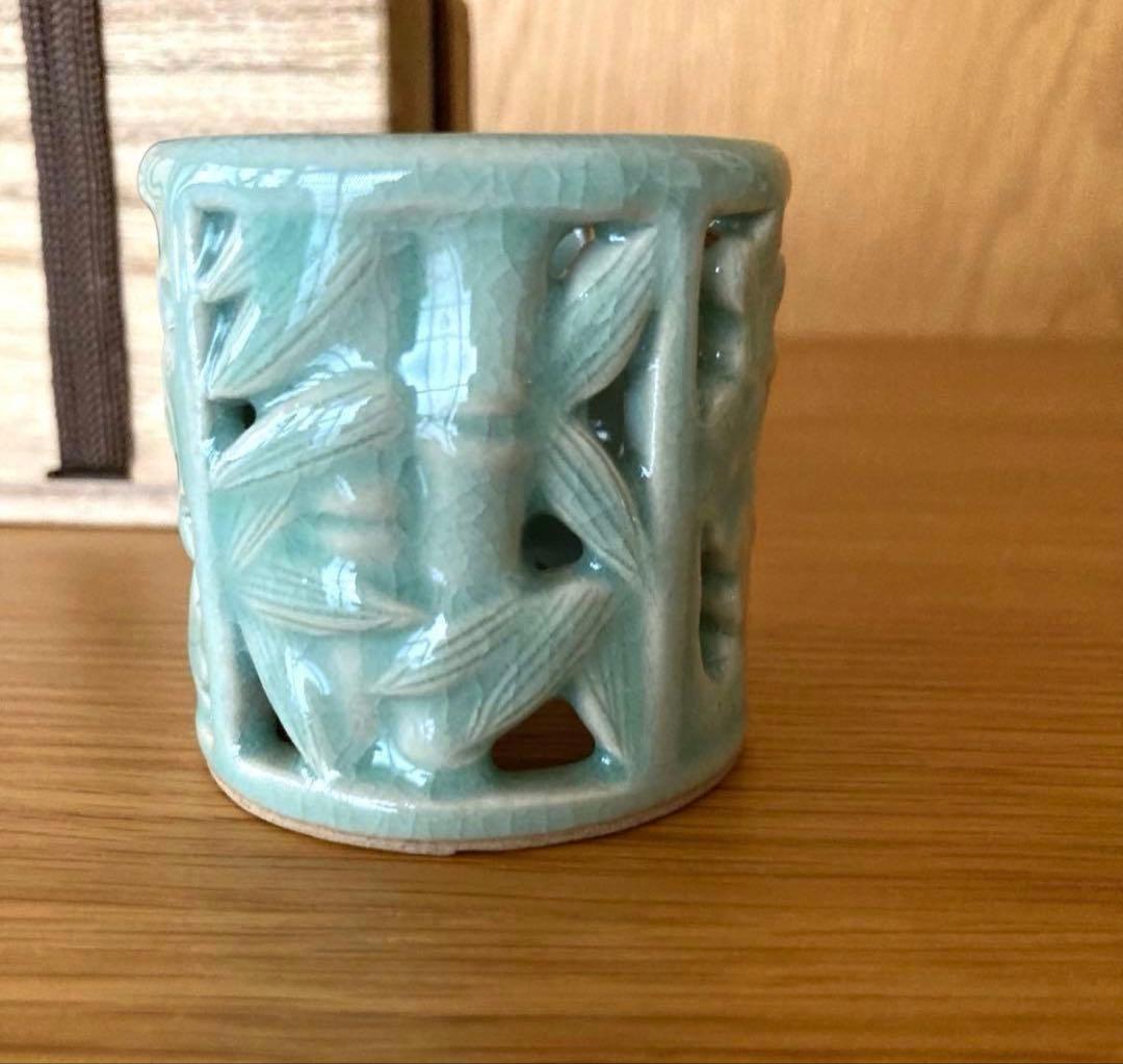 茶道具】人間国宝 柳海剛 四君子透蓋置 高麗青磁 - メルカリ