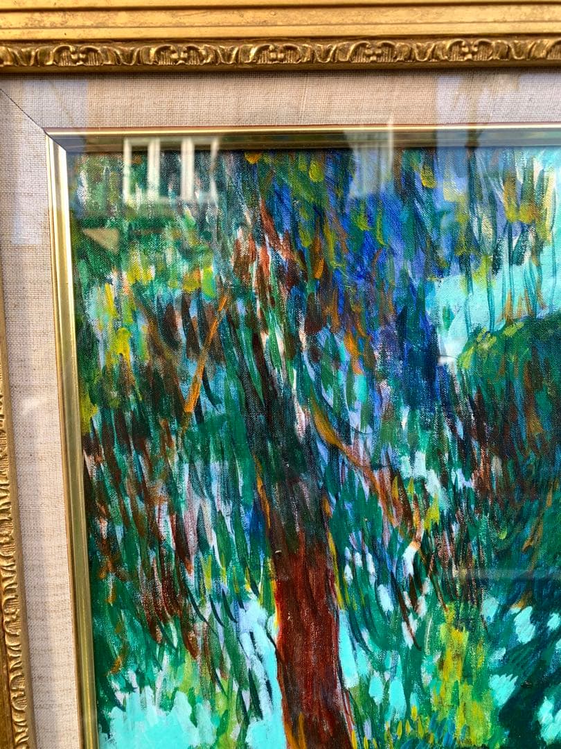 馬の油彩画 12号 深澤孝哉 題 馬のいる風景（ロンシャン）