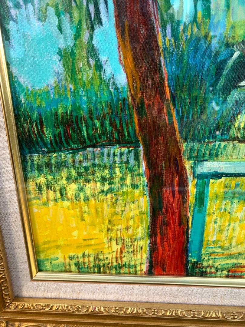 馬の油彩画 12号 深澤孝哉 題 馬のいる風景（ロンシャン）