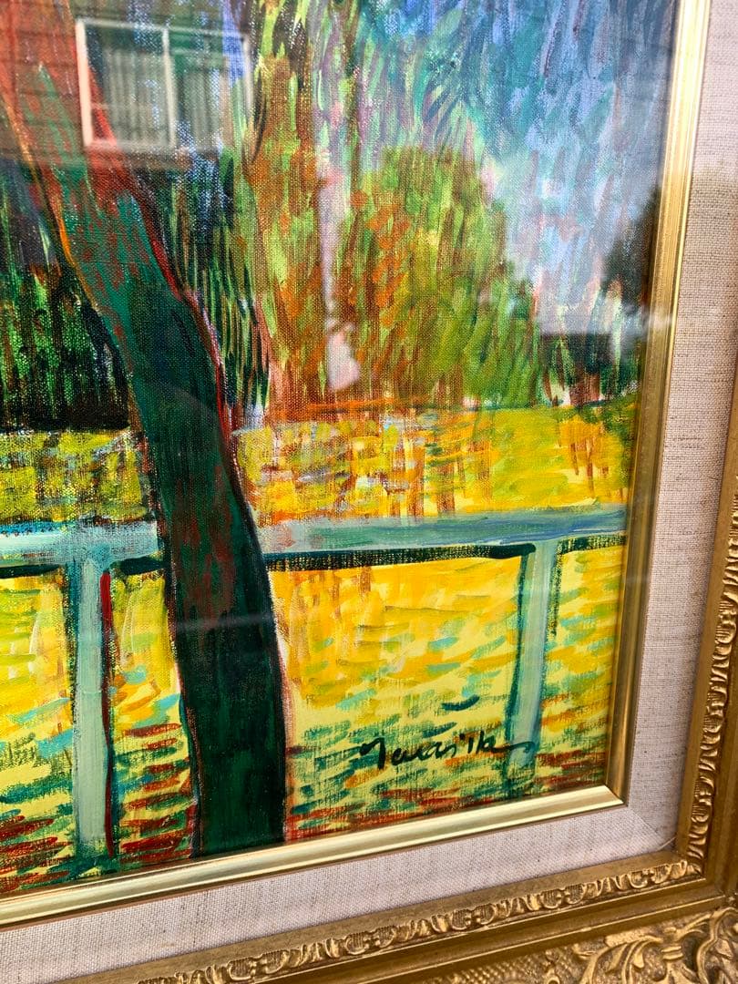 馬の油彩画 12号 深澤孝哉 題 馬のいる風景（ロンシャン） 売れ筋