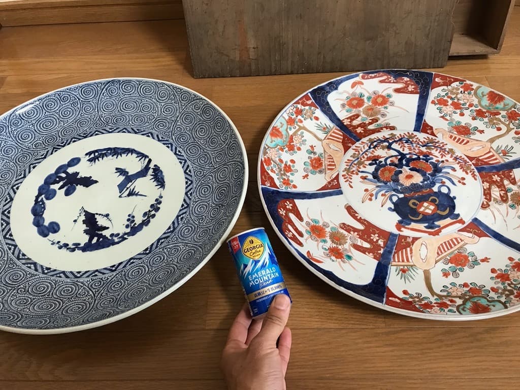 骨董】 古伊万里 飾り皿 大皿（直径46cm） 2枚 大明成化年製 木