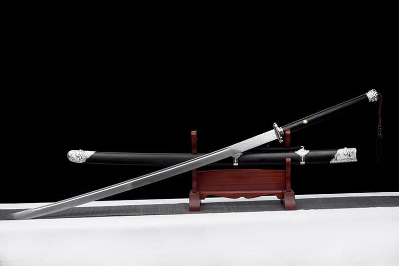 【玄墨苗刀】 繍春刀 牛尾刀 苗刀 手鍛造打 鋼刀 冷兵器 古兵器 両手刀