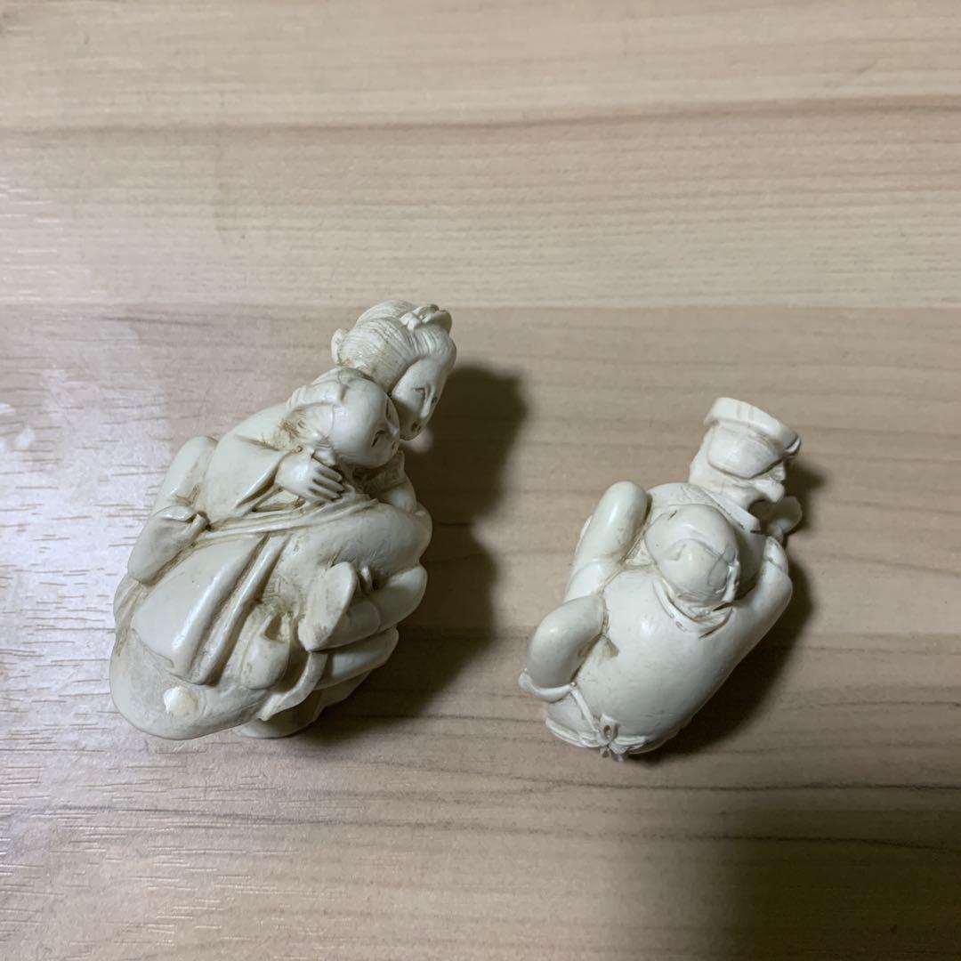 春画，根付，雕刻，天然材質，男女の人形 根付 春画 男女まぐわい