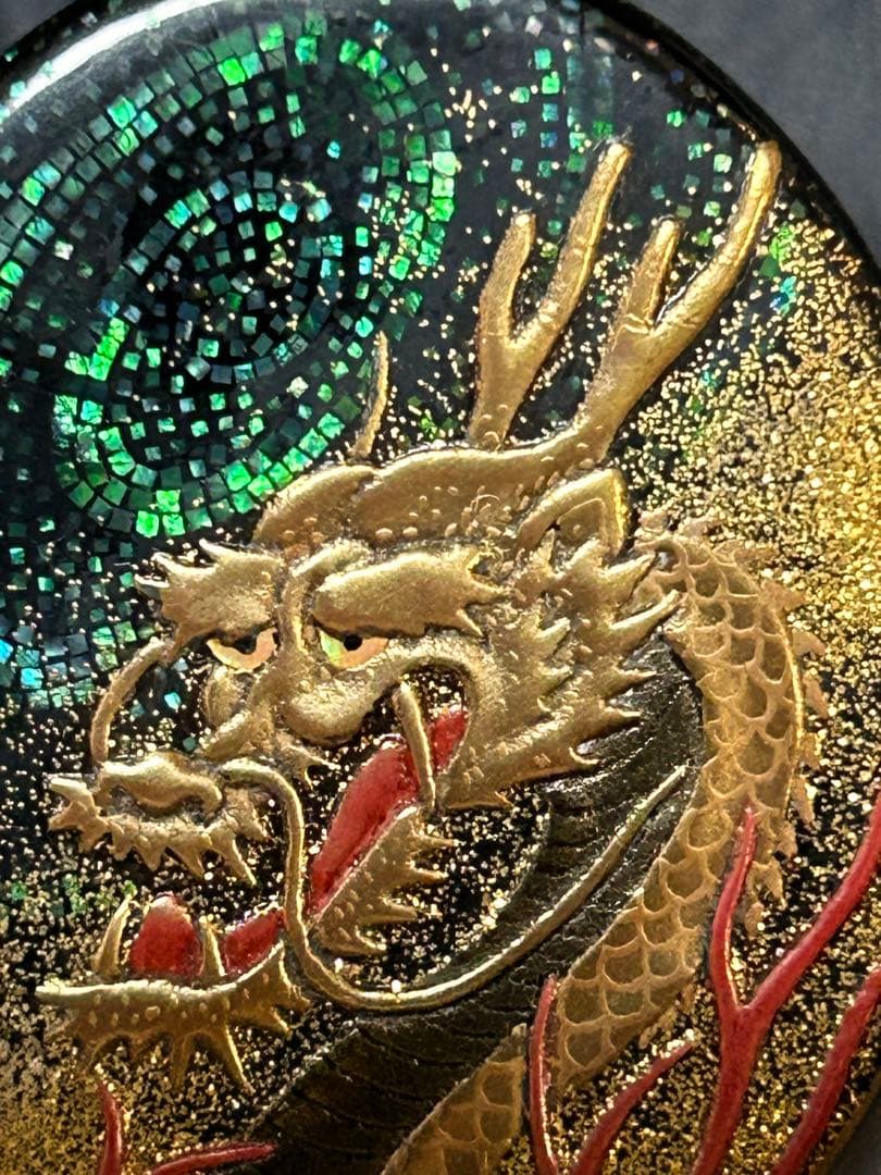 江戸琳派蒔絵師　永真作　昇龍吉祥高蒔絵　江戸鼈甲のループタイ