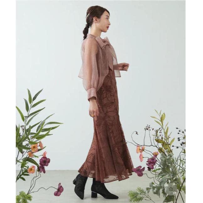 M カナ kana ボウタイボレロセットドレス ブラウン 結婚式 オケージョン