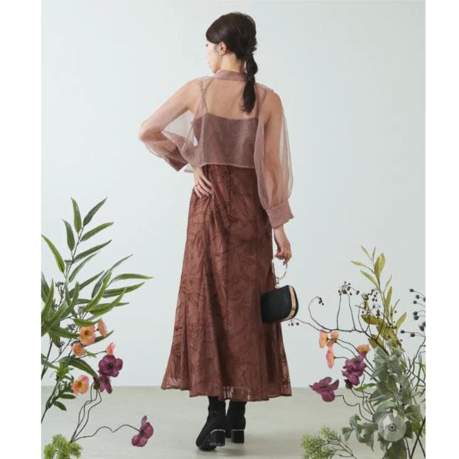 M カナ kana ボウタイボレロセットドレス ブラウン 結婚式 オケージョン