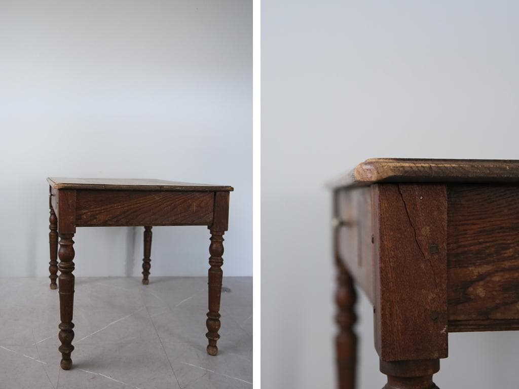 フランスアンティーク木製ダイニングテーブル/机/作業台デスク/飾り棚90-171