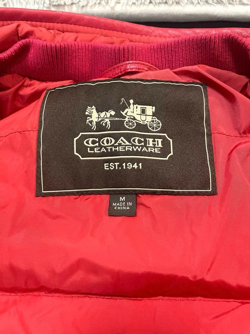 COACH☆コーチ☆レザー切替ダウン☆ライダースジャケット☆羊革☆M☆