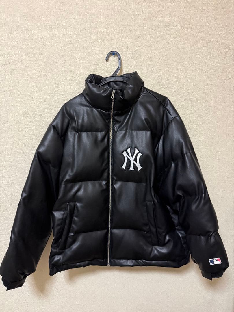 MLBフェイクレザーショートダウンジャケット/レザージャケット