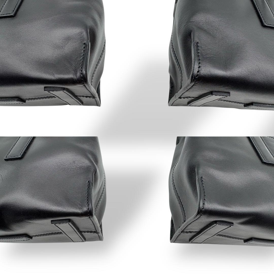 ヒロフ ショルダーバッグ トート レザー 黒 ブラック Hロゴ フラップ