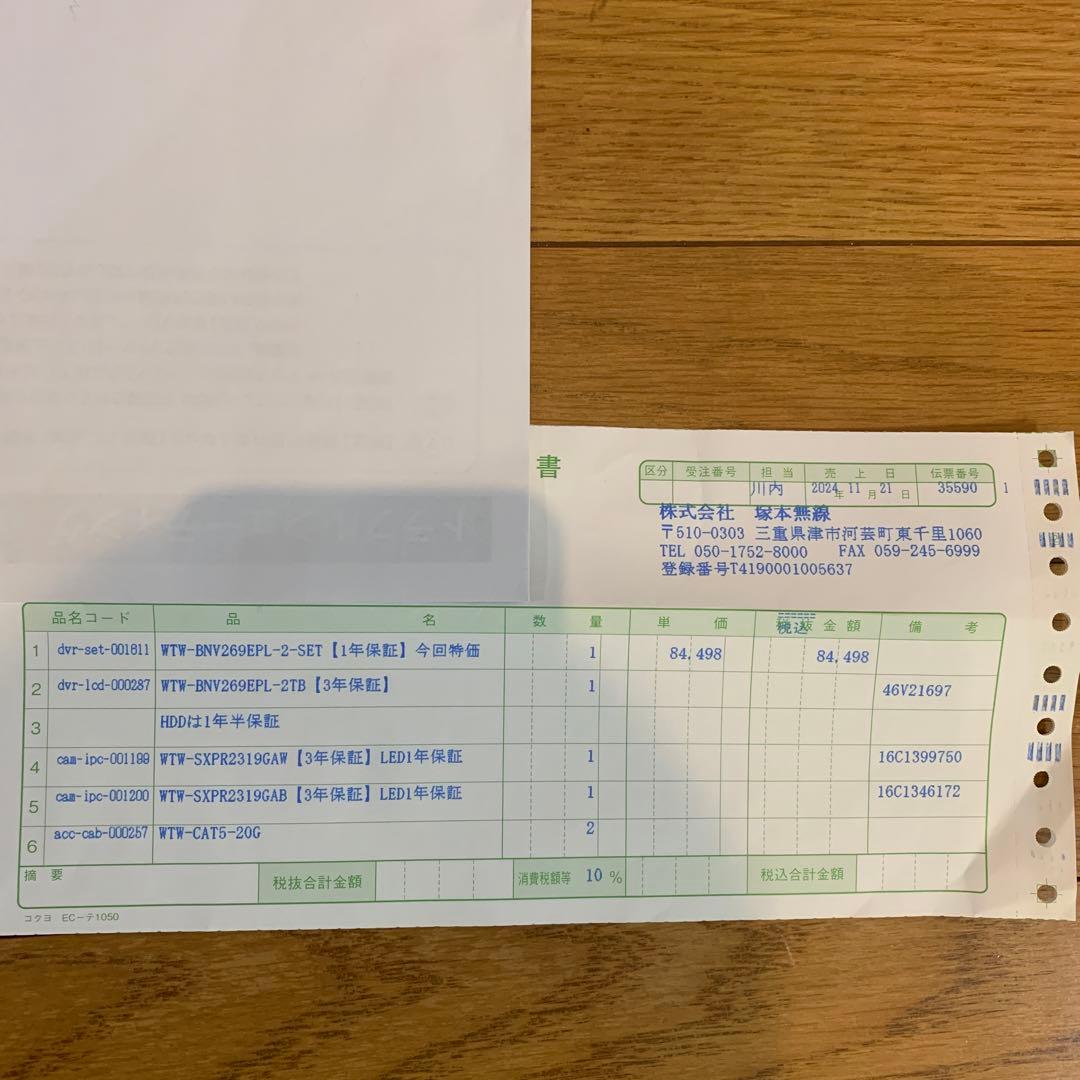 新品8.4万円分一式 官公庁採用防犯カメラセット一式 有線2TB塚本無線