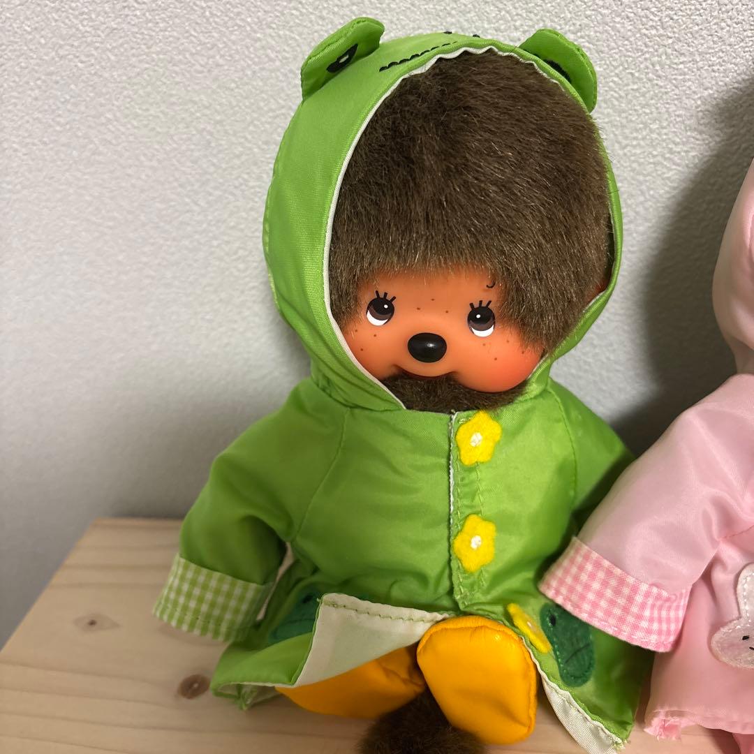 希少　雨の日のカッパを着たモンチッチ３点セット