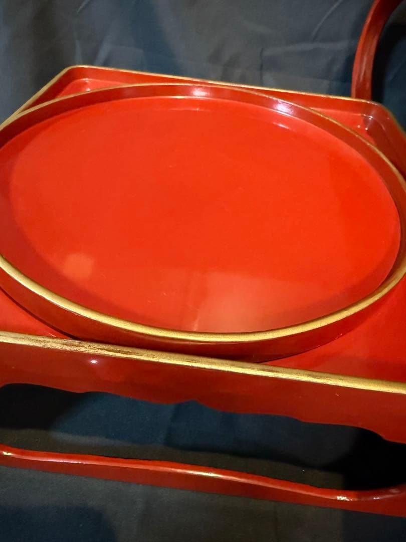 御膳セット　和尚膳　漆塗り　木製　食器　金縁　13点