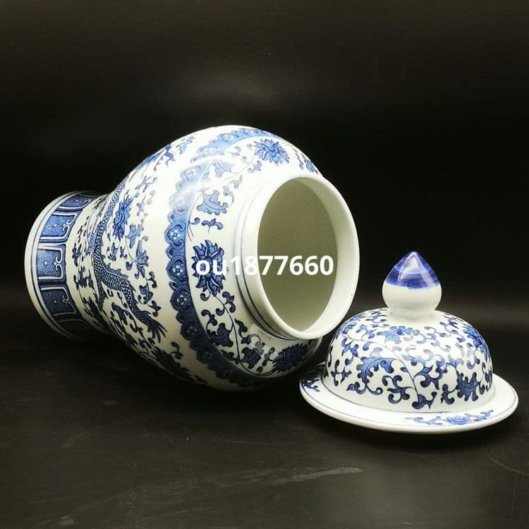 青花龍紋将軍壺 景徳鎮 陶磁器 装飾品 現代工芸品 美術品 置物 - メルカリ