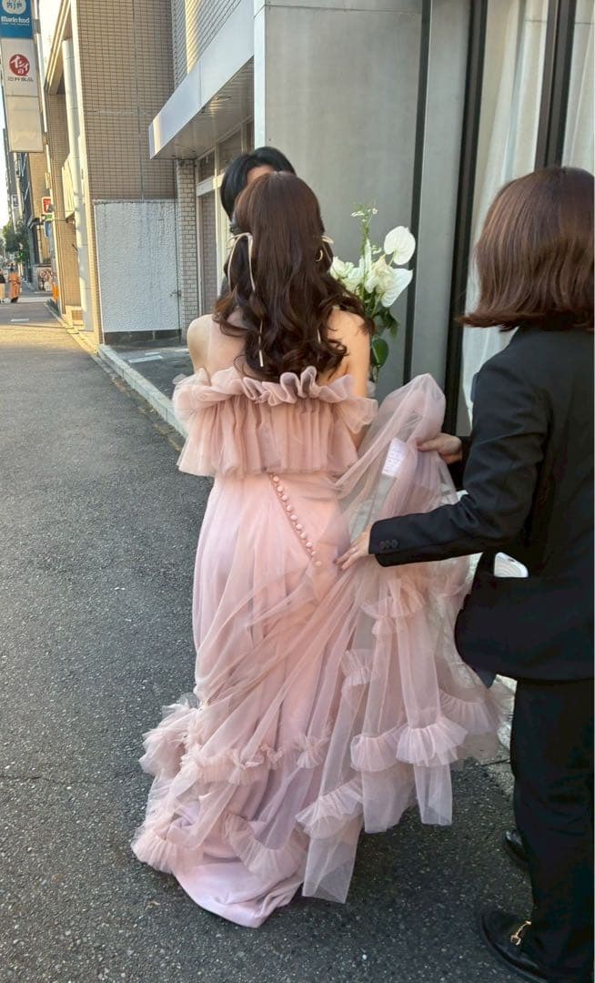 ドレスプロダクションW346　オーダーカラードレス　ピンクブラウン　ウェディング