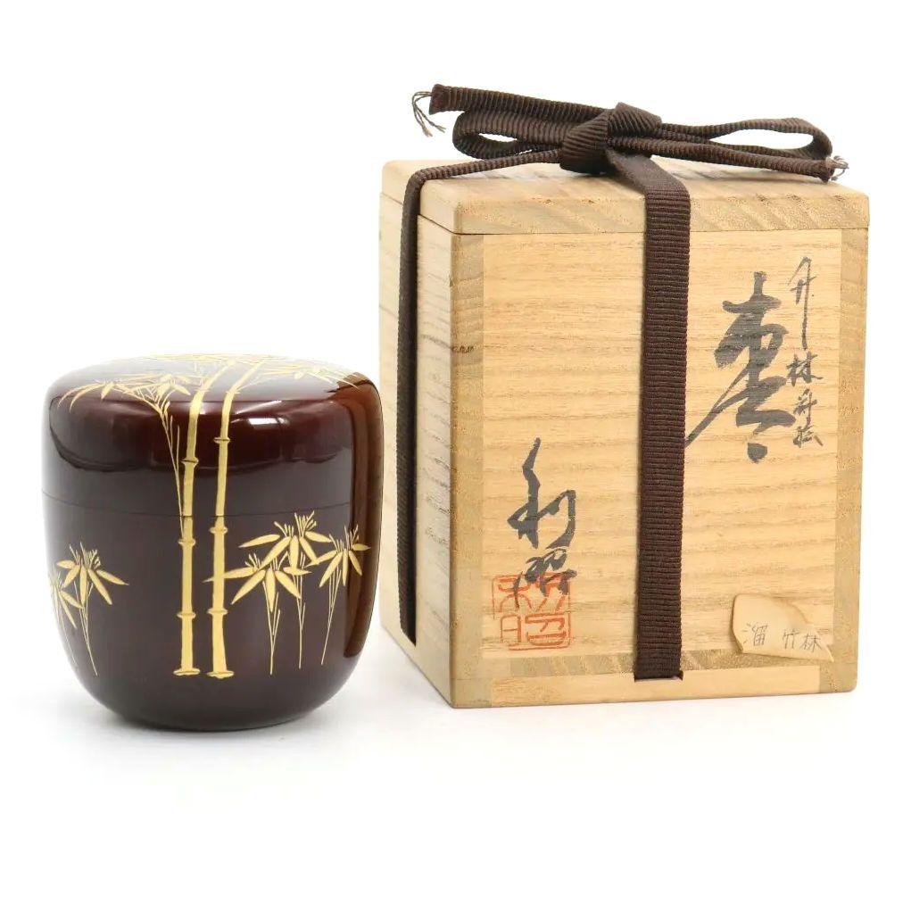 茶道具】棗蒔絵波千鳥中棗平安光入共箱R0684ダP