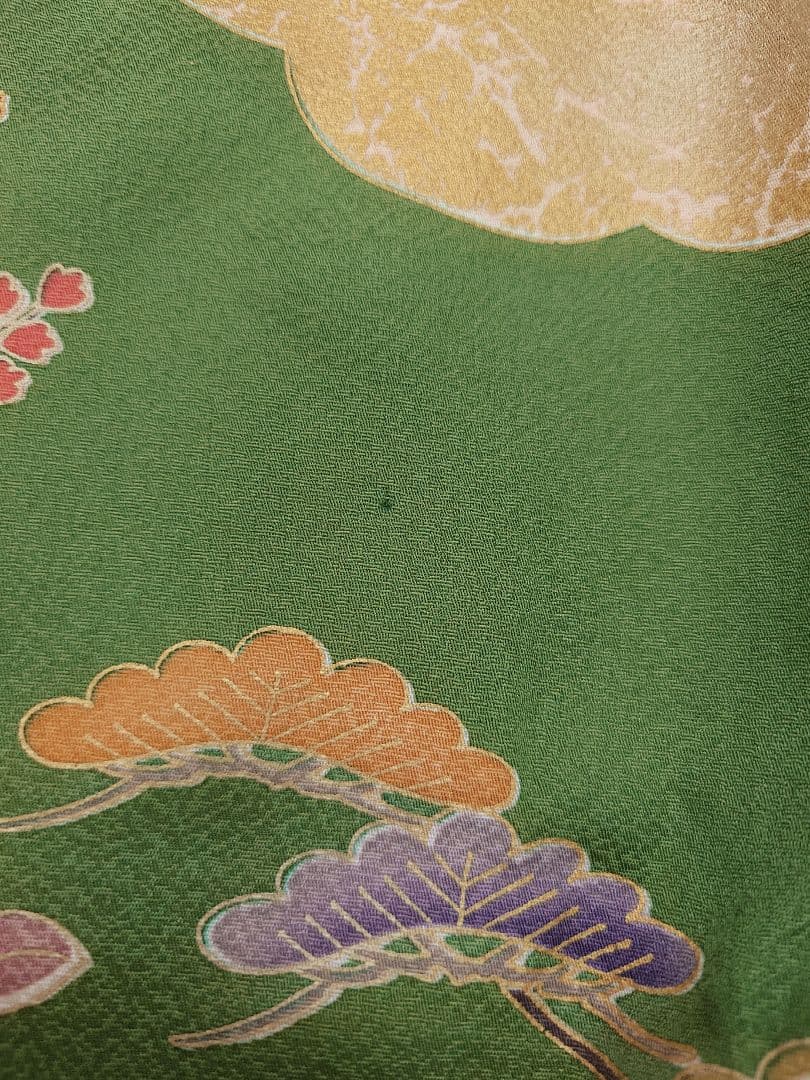 FN11979y 早い者勝ち！着物 振袖 正絹 花柄 御所車 155〜165cm レディース