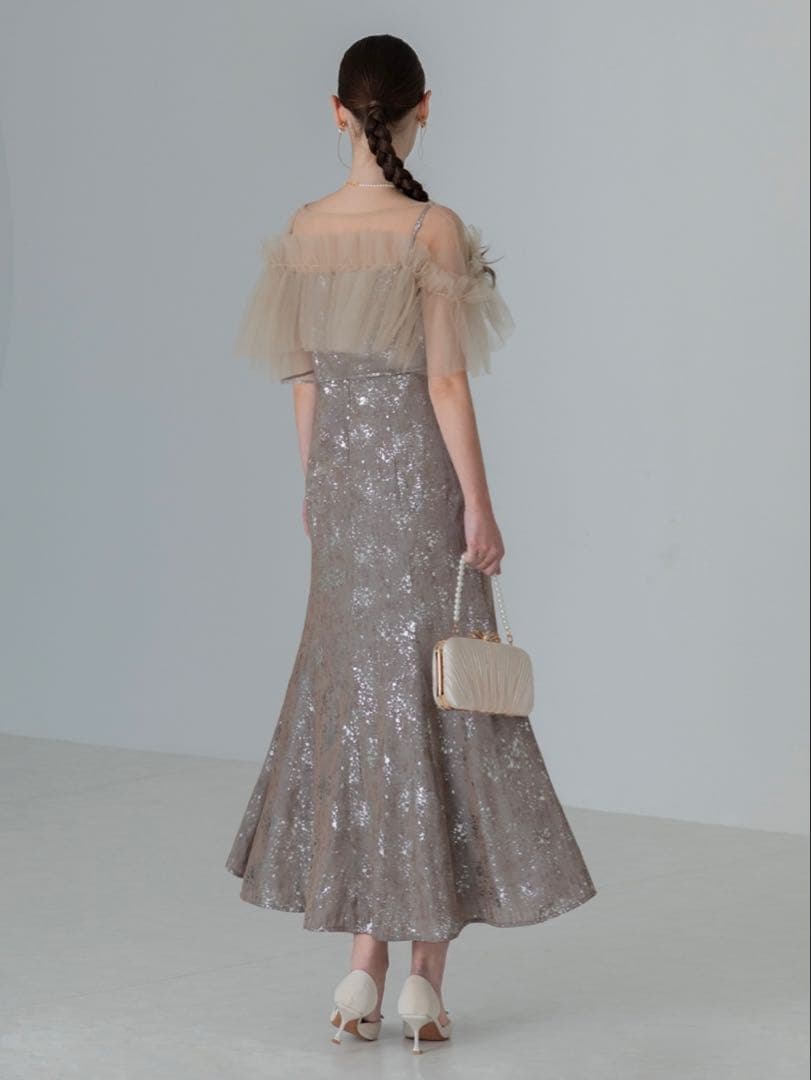 チュールフリルボレロペイントマーメイドワンピースドレス結婚式