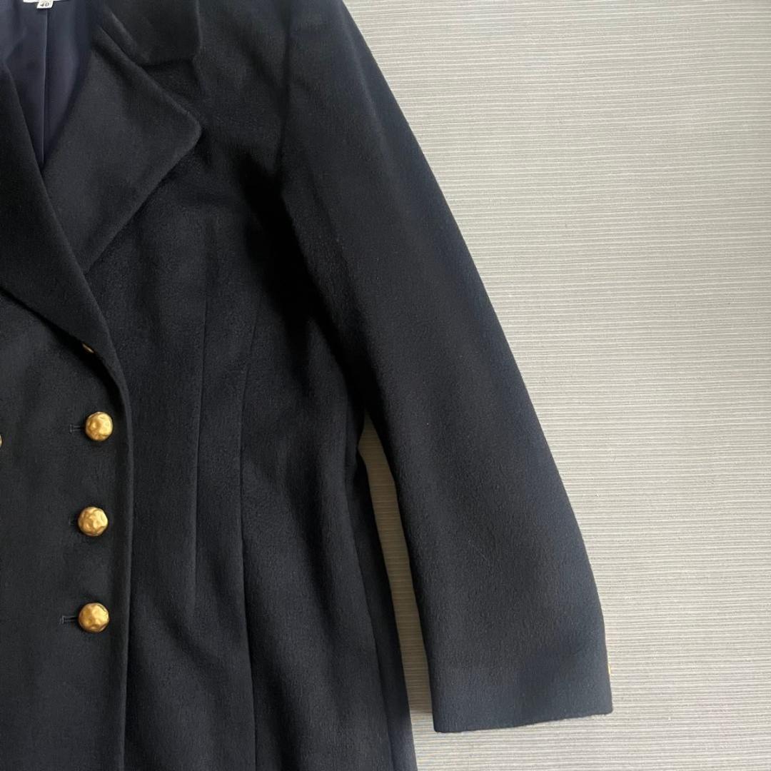 美品【フォクシー】コート ジャケット カシミヤ 金ボタン ブラック