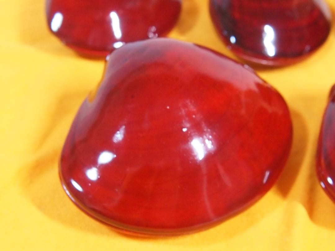 【未使用】輪島塗 八重門漆器店造 蛤内朱溜塗 珍味入 5客 貝合わせ珍味器 漆器