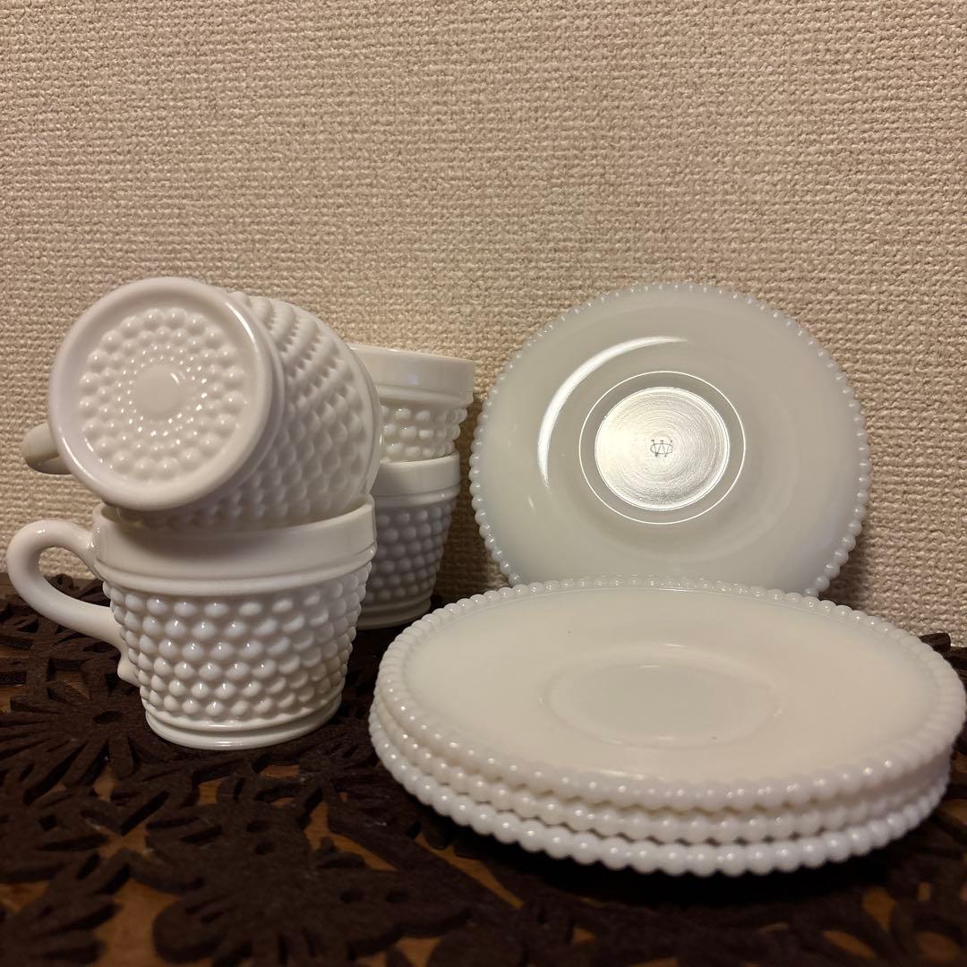 ミルクガラスヴィンテージ調味料入れ4個セット