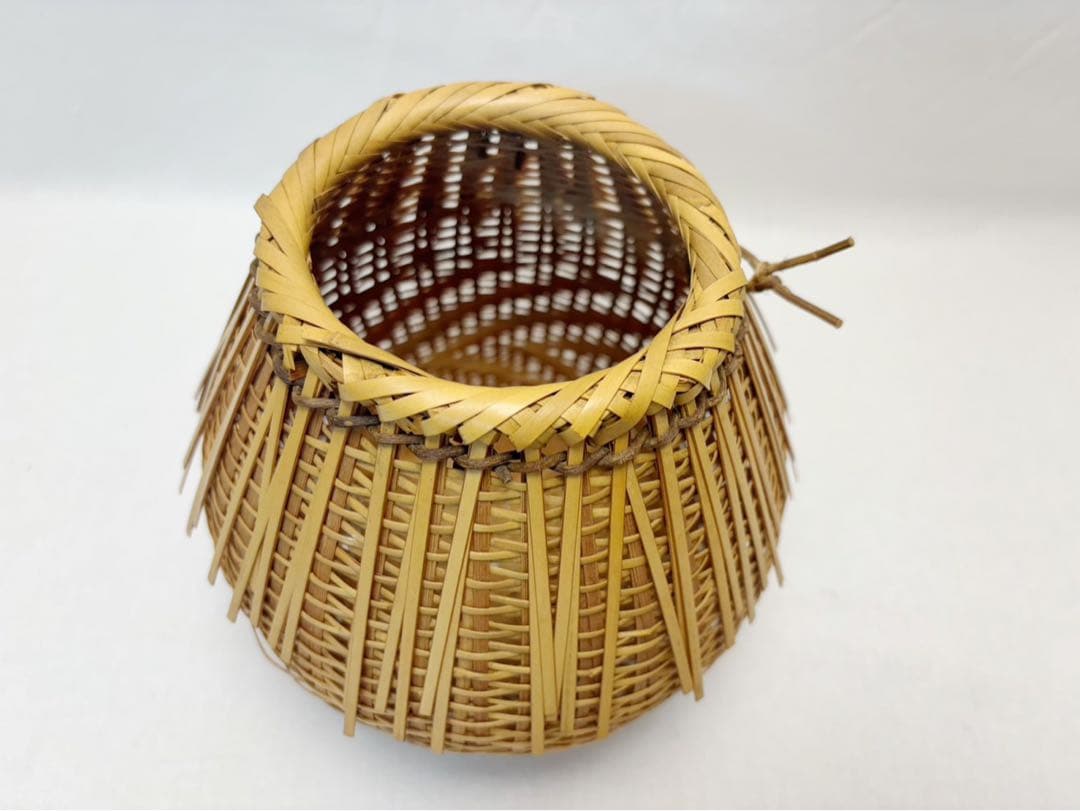 華道具 白竹 桂籠 竹花入 茶道具 竹工芸 天然竹製 竹篭 竹細工