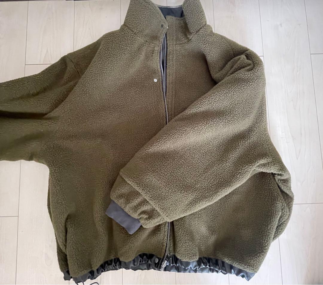 リバーシブルPUレザーフリースジャケット L