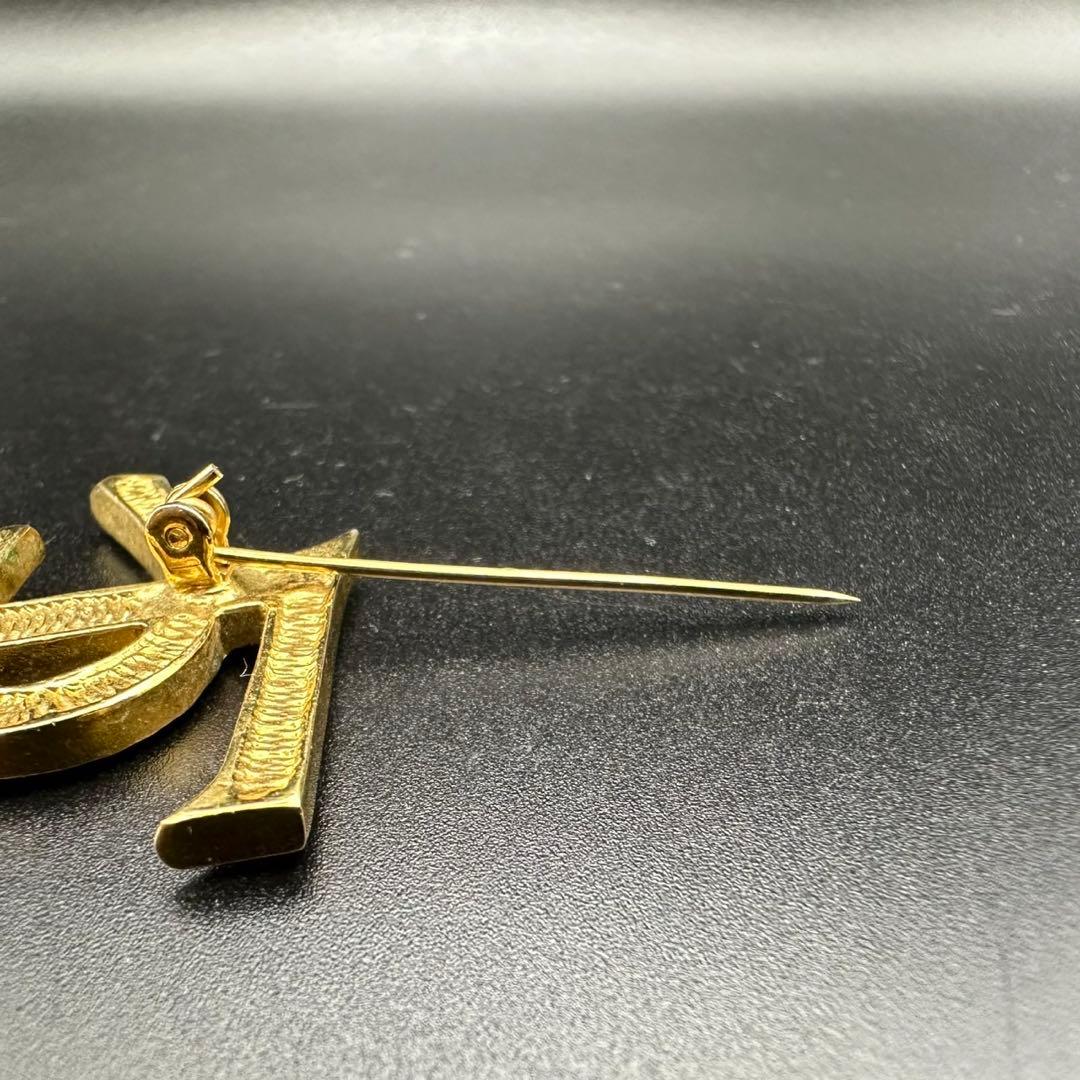 未使用級✨ YSL イヴ・サンローラン ブローチ ラインストーン ロゴ 971