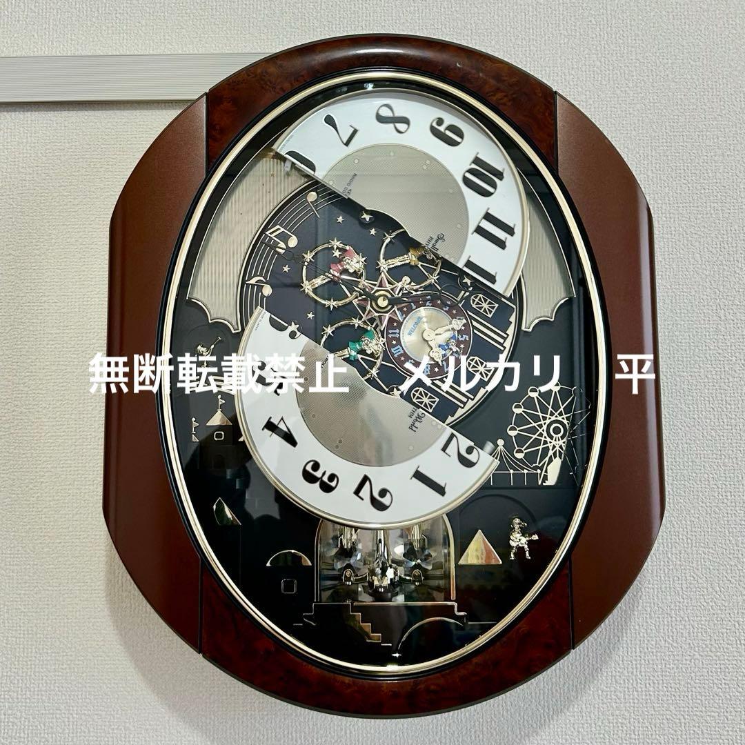 リズム時計　電波からくり時計　 パルタージュ　スワロフスキー　正常稼働品